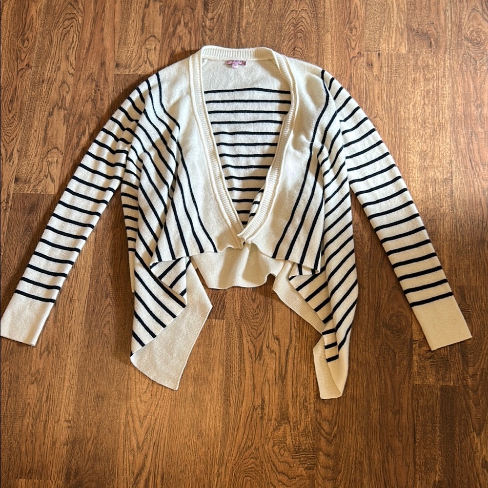 Calypso St. Barth Cream and Dark Blue Striped Cardigan